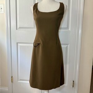 Prada Brown Sleeveless Sheath Midi Dress